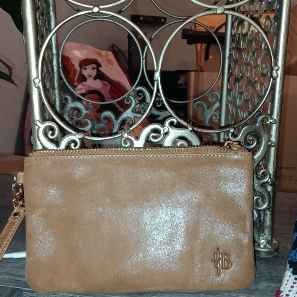 Brown Leather Wristlet with Classic Minimalist Design